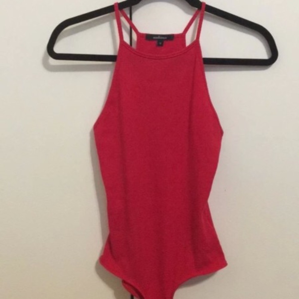 red halter bodysuit